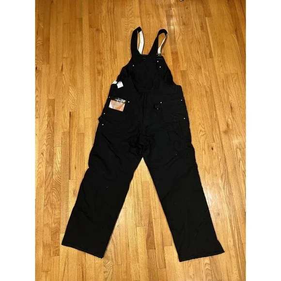 NWT Carhartt Men Quilt Lined Zip To Knee Bib Overalls Black $180 46x34 R03